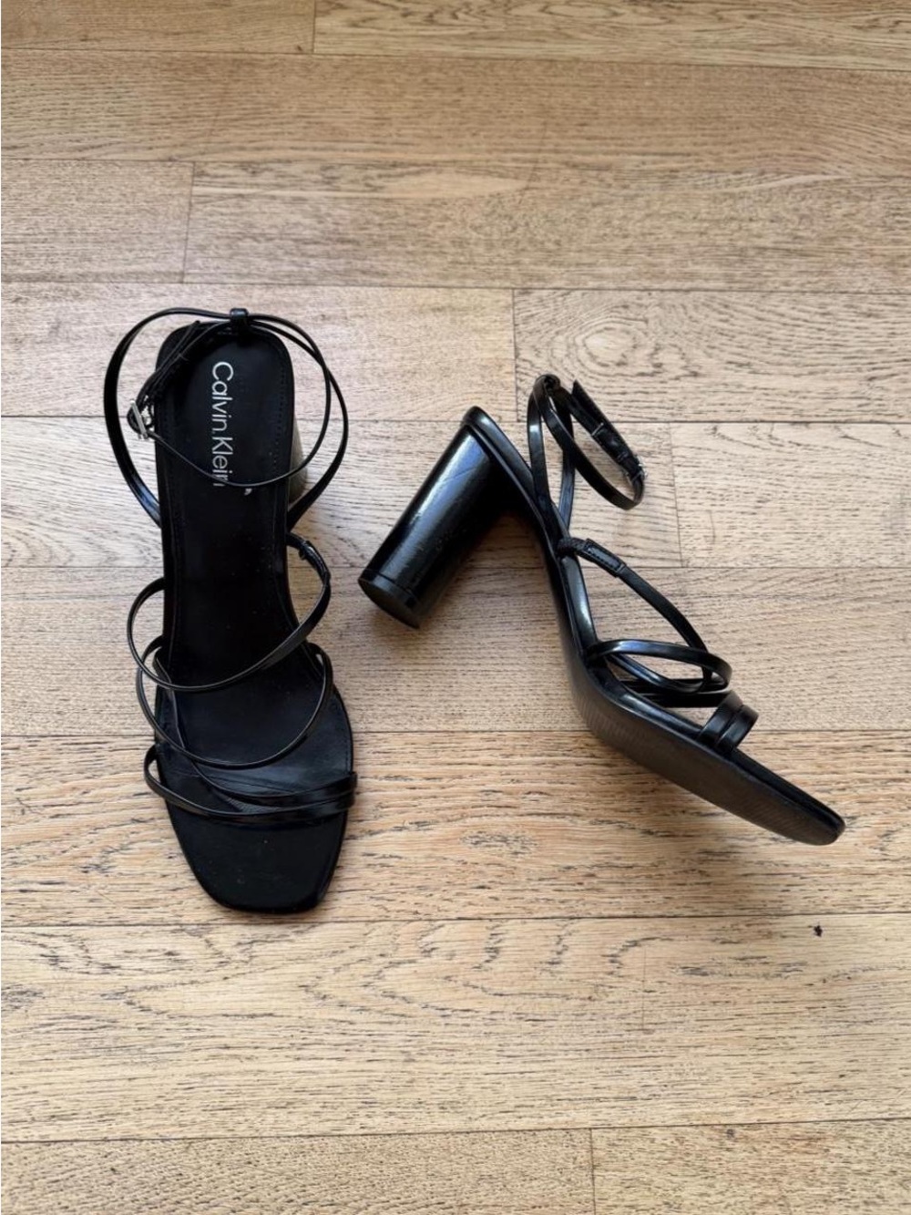 Calvin Klein Black Strappy Block Heel Sandals